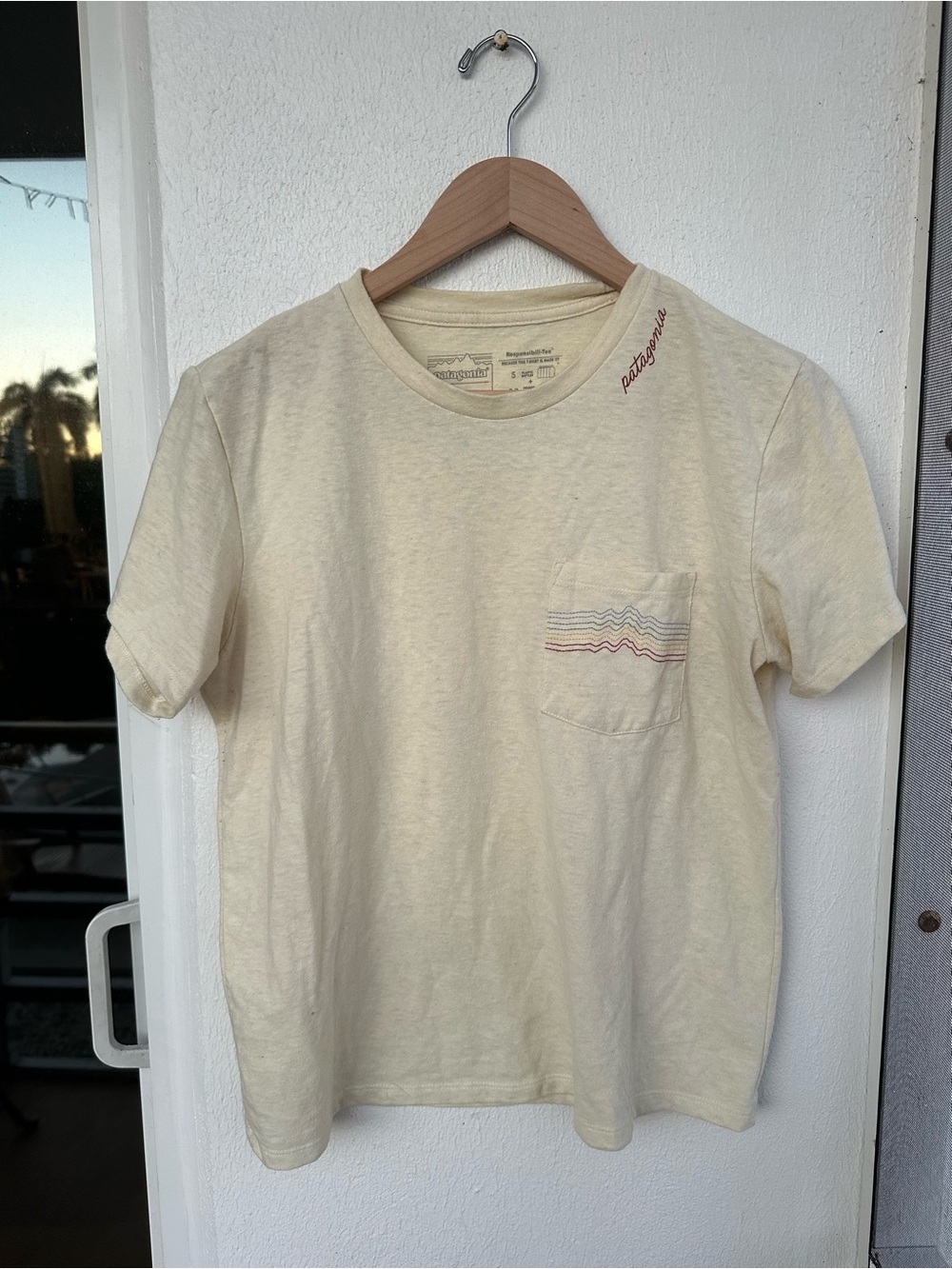 Patagonia Cream Crewneck Tee with Subtle Logo